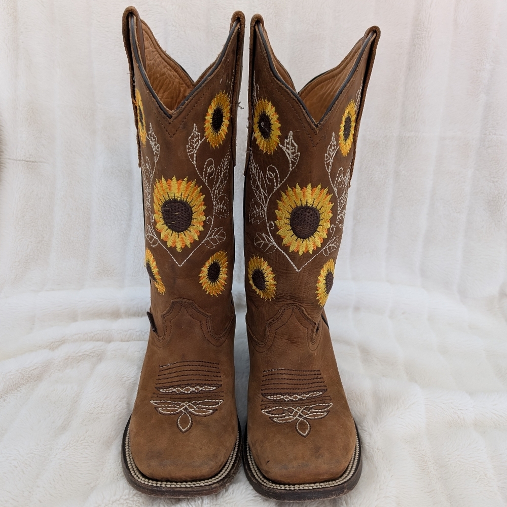 El Malcreado Luciana Model Leather Boots With Sunflowers Size 6.5 - Picture 3 of 9